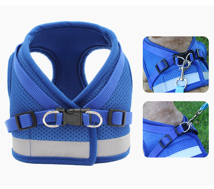 Pet chest and back strap, breathable and comfortable, solid color, dog chest and back for outdoor walking, explosion-proof and impact-resistant pet chest and back leash pic 4