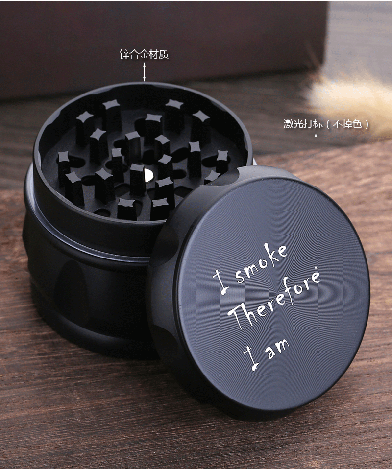 63mm黑色亚光4层鼓型磨烟器锌合金研磨器批发跨境外贸Grinder详情4