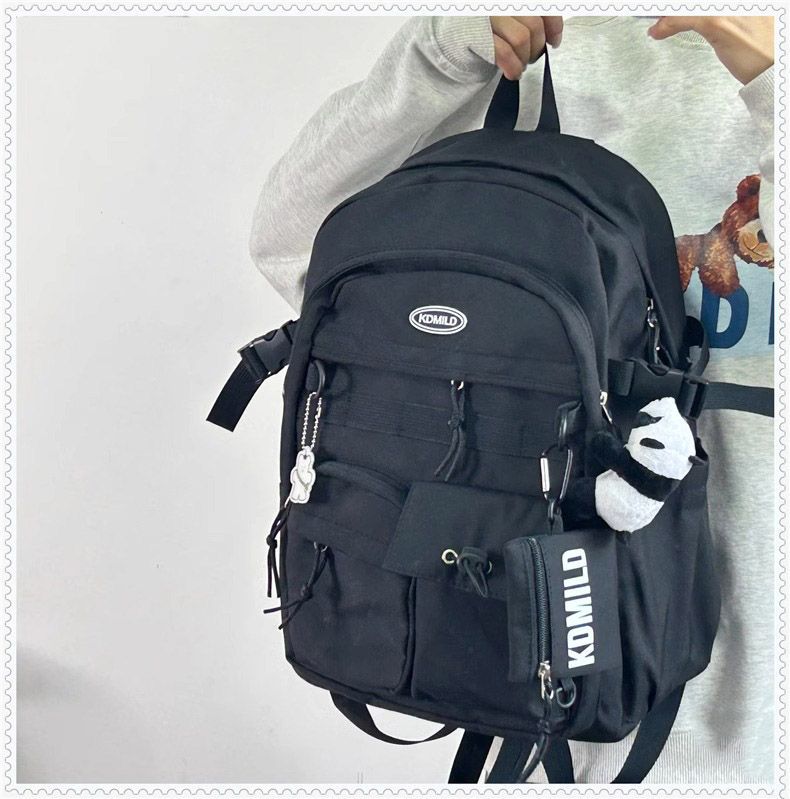 韩版ins百搭工装风书包女学生大容量日系双肩包旅行背包男详情18