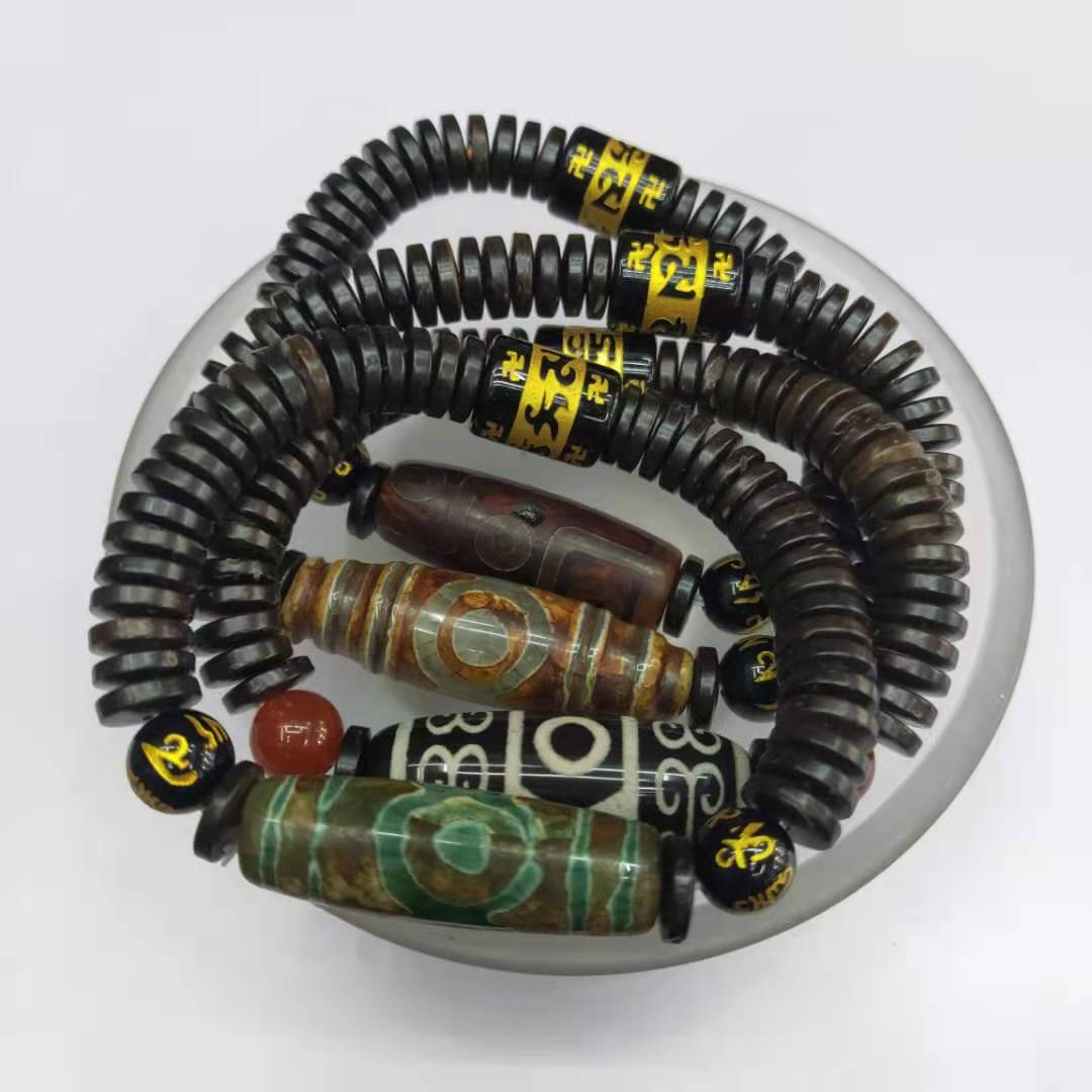 Guangshun Jewelry Coconut Shell Sky Pearl Agate Bracelet Wholesale Tibetan-style Nine-eye Sky Pearl Fortune Bracelet Factory Direct Sales pic 12