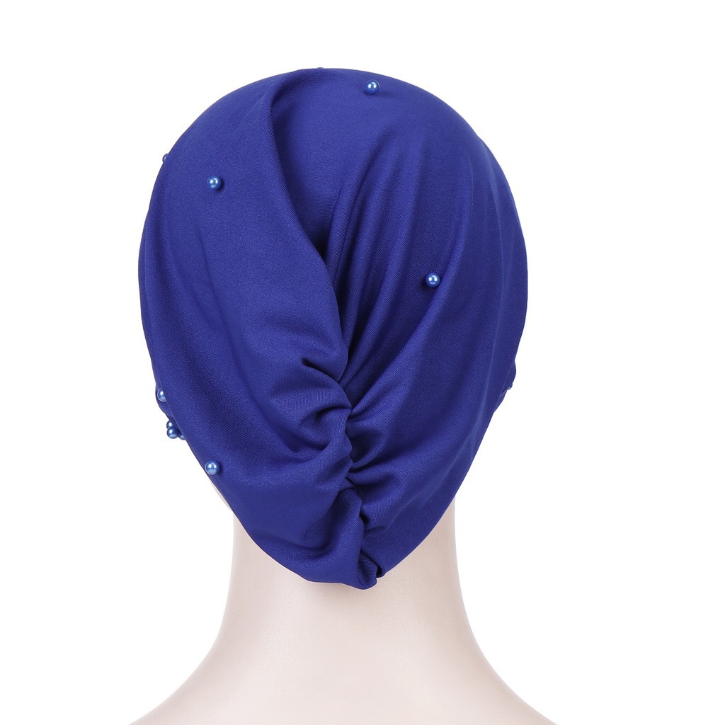 Aliexpress forehead cross-pleated small Daisy beaded headscarf cap, sleeping cap, chemotherapy cap, Muslim headscarf cap pic 4