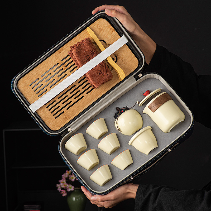 Wholesale portable travel tea sets, outdoor kung Fu tea set sets, Quick guest cups, festival Chinese-style business gifts, logo pic 8