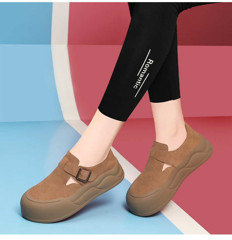 真皮厚底勃肯鞋女2024秋季新款英伦风复古大头磨砂休闲百搭女鞋详情14