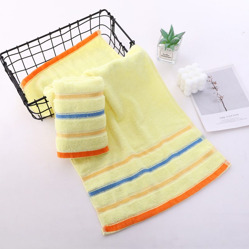 Pure cotton tricolor satin striped plain towel face towel pic 3