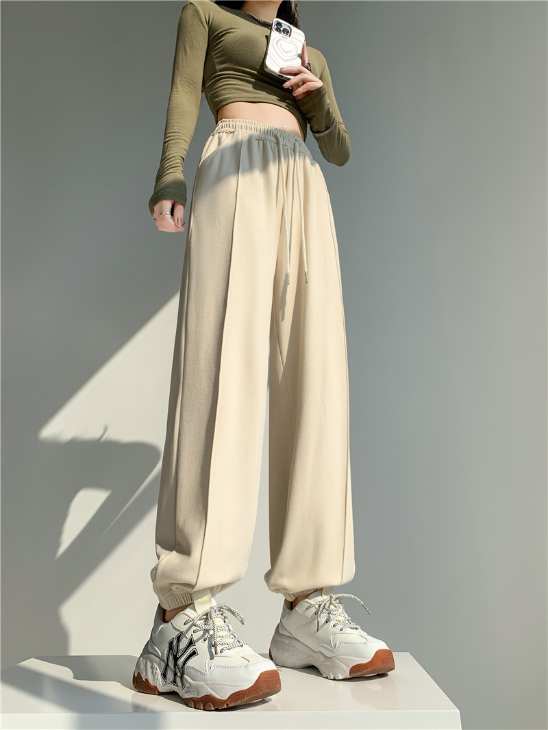 (Glutinous rice wide-leg pants) High-waisted, sagging, straight-leg wide-leg floor-length pants with a design sense, grey casual pants, trendy ins pic 29
