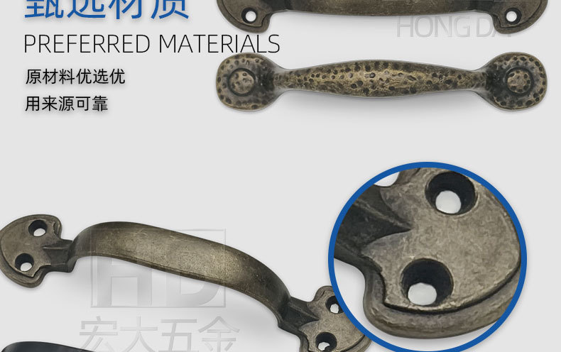 中式大门把手复古抽屉拉手单孔老式简约实心拉环高档原木铜把手详情6