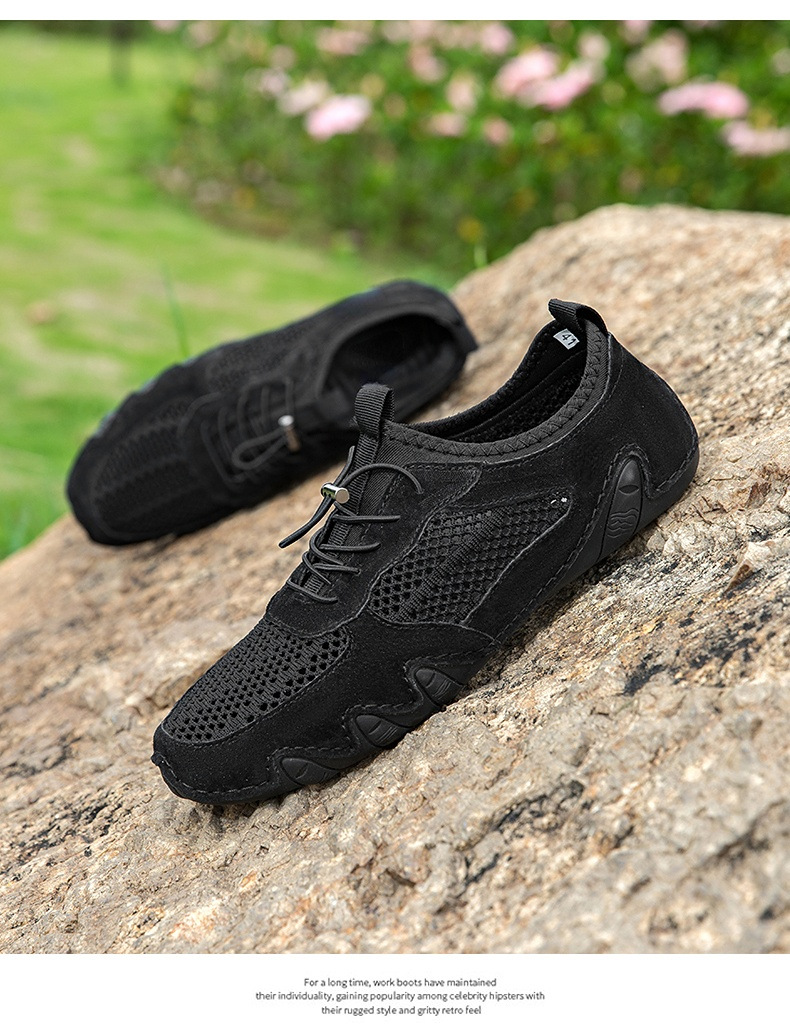 亚马逊热销夏季跨境男士休闲运动鞋大码缝制真皮网面鞋八爪鱼男鞋详情36