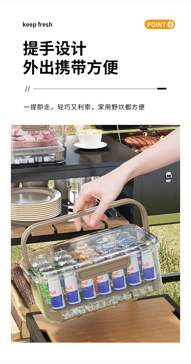 Food-grade hand-held food storage box, plastic hand-held outdoor picnic box, large rectangular refrigerator storage sealed box for refrigeration pic 8