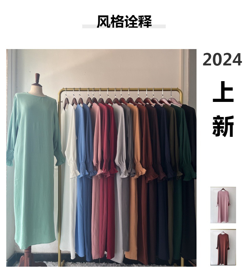 厂家直供伊朵朵新款大码女装长裙　时尚圆领　纯色连衣裙23591#详情7