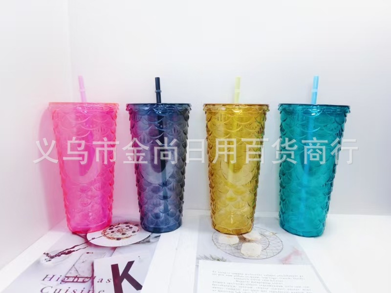 Household large-capacity plastic straw cup, large-capacity creative prickly cup, Starbucks cup, 780ML straw cup pic 3