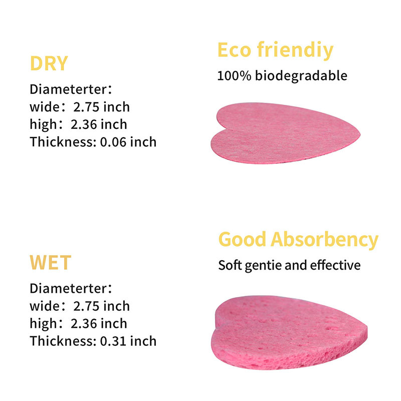 A set of 50 pieces of pink heart-shaped compressed facial cleanser made of wood pulp cotton that swells when exposed to water is selling well on Amazon pic 5