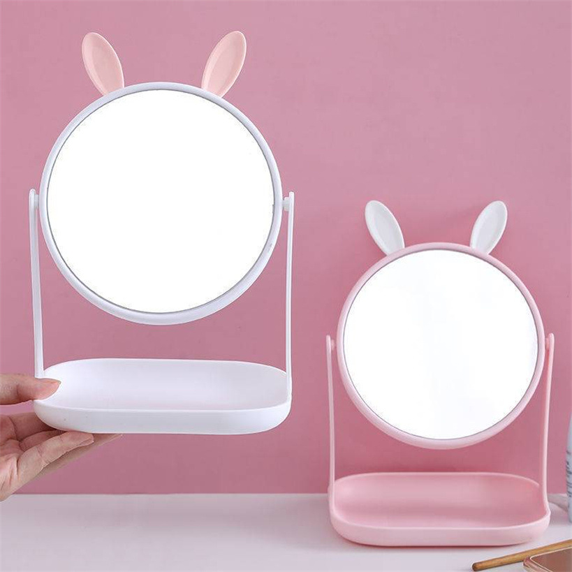 New tray stand vanity mirror, rabbit ear mirror, dressing mirror, round and rotatable double-sided cat ear mirror pic 14
