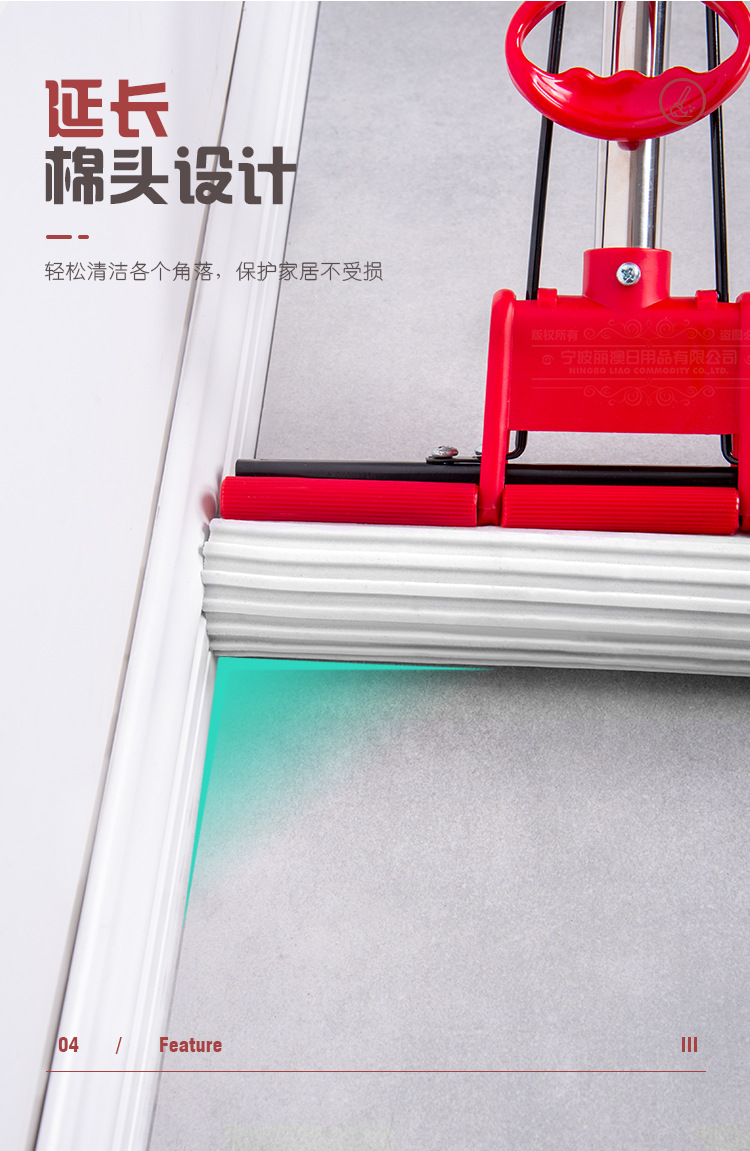 家用不锈钢滚轮式胶棉吸水海绵挤水拖把免手洗懒人拖布硬胶棉头详情17