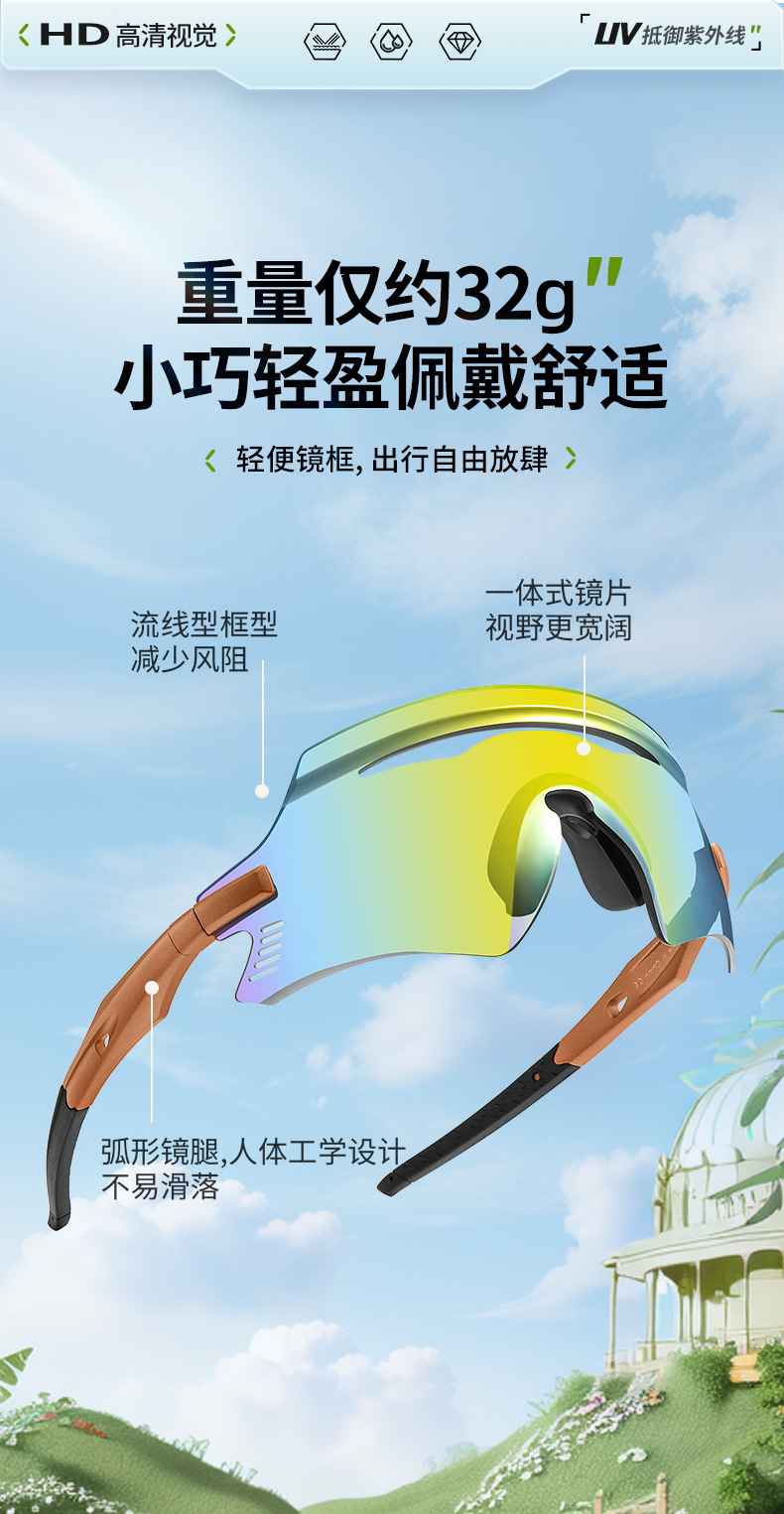 新款潮流欧美太阳镜跨境骑行眼镜防风防沙登山眼镜炫彩运动墨镜详情1