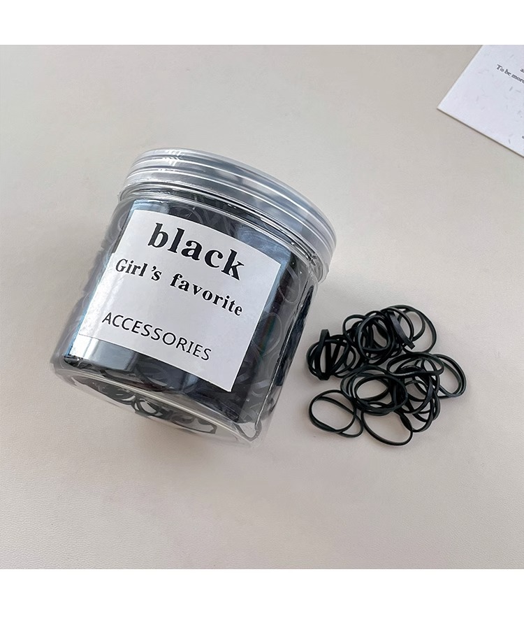 黑色一次性橡皮筋女扎头发高弹力发绳不伤发发圈儿童头绳编发发饰详情24