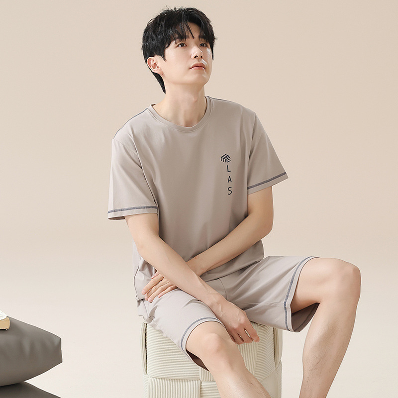 【凉感】拉架棉睡衣男士夏季短袖短裤家居服男款薄款纯棉套装详情5