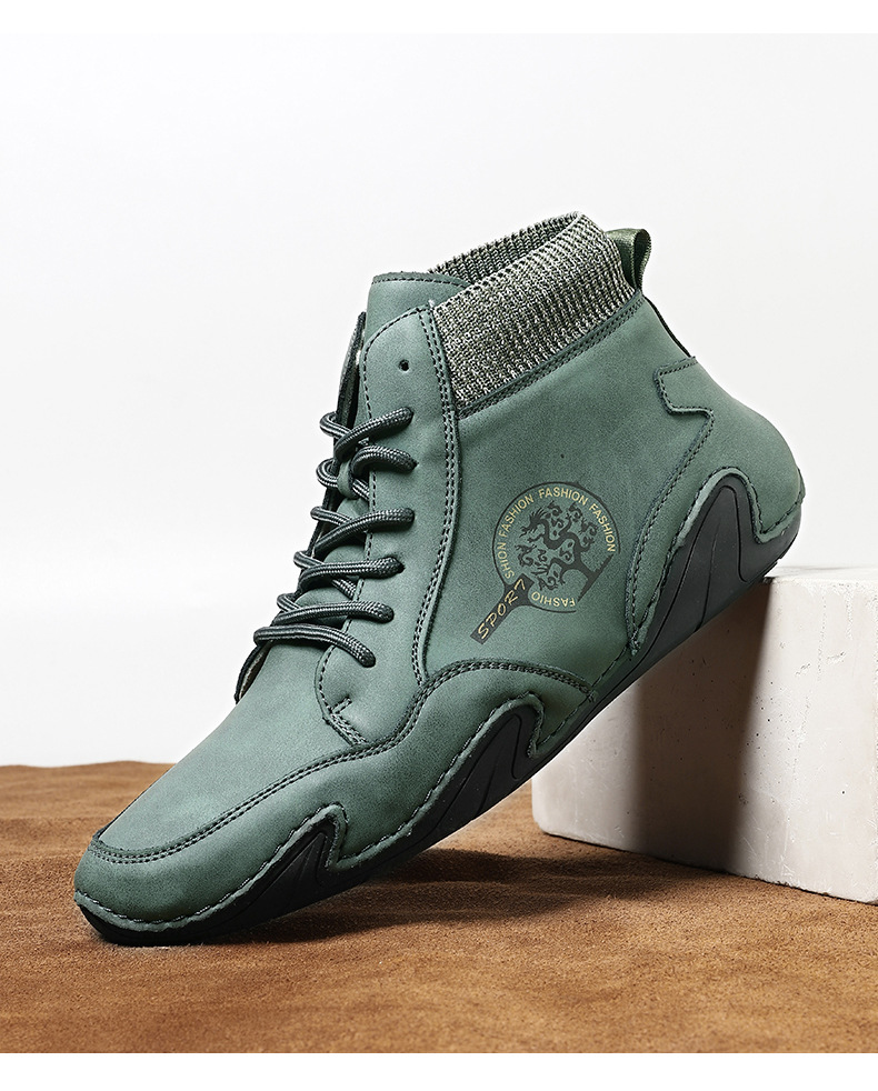 跨境爆款袜子口切尔西靴独立站大码男鞋高帮男士休闲鞋子马丁靴详情37