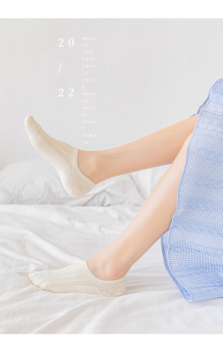 Summer thin socks for women, solid color, light-cut, anti-slip cotton socks, low-top, short-top, Japanese-style invisible socks, one-piece consignment pic 12