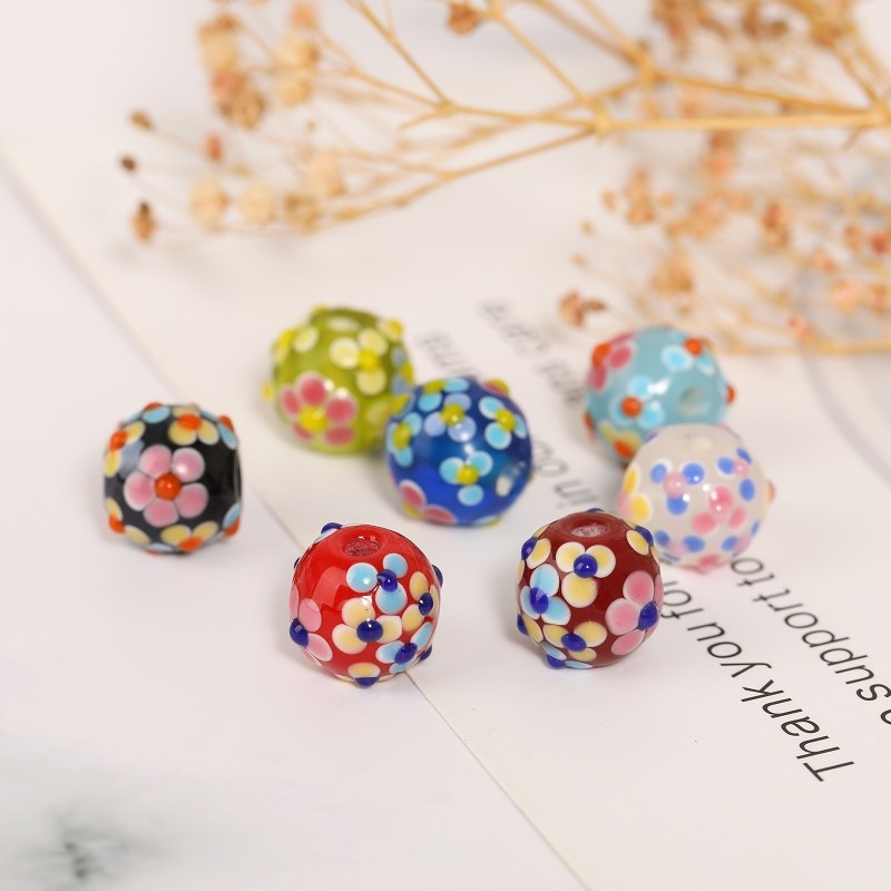 晗钰缘 日式琉璃散珠大红多花珠转珠外花玻璃珠手链diy饰品配件详情4