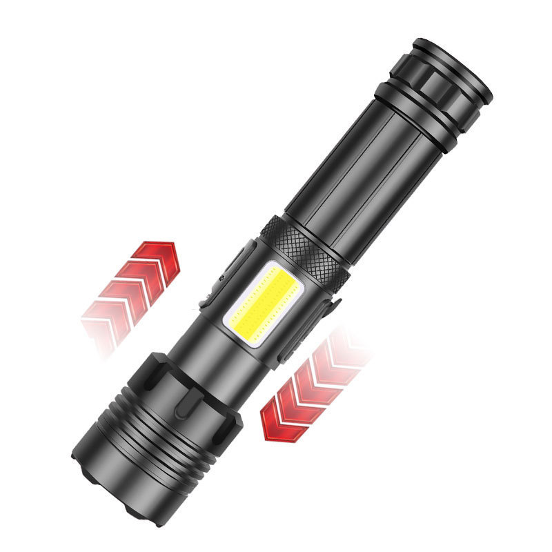 跨境XHP70+COB红白光强光手电筒 变焦P70手电筒 USB充电手电筒详情7