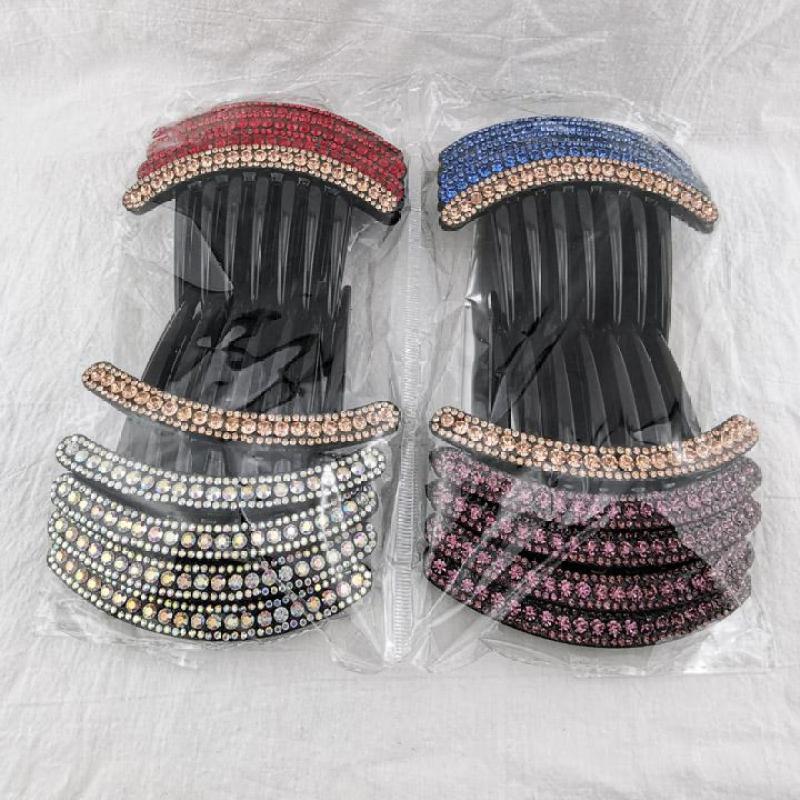 A3132 three-row diamond six-toothed fork comb, Japanese and Korean hair comb, fork comb, hair accessory, headwear, plug comb, 2-yuan store supply in Yiwu pic 2