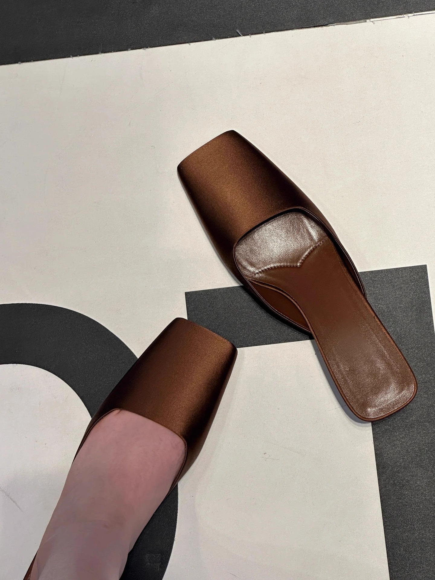 羊皮版~法式方头三角跟穆勒凉拖鞋女夏季真皮包头半拖鞋粗跟半托详情7