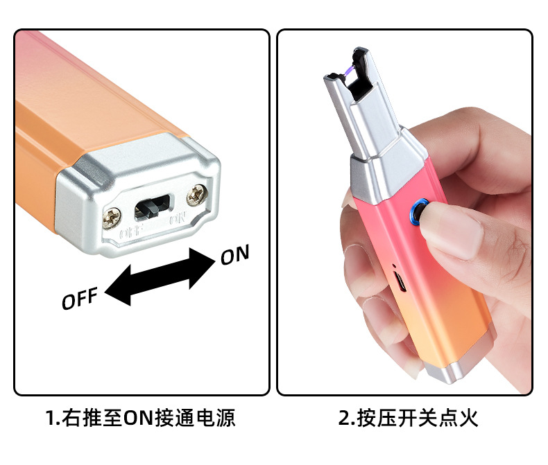 厨房点火器长打火机煤气灶充电创意防风脉冲点火枪USB电子点火棒详情11