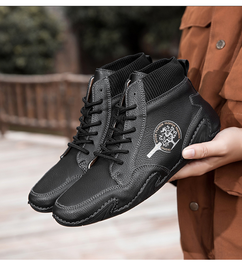 跨境爆款袜子口切尔西靴独立站大码男鞋高帮男士休闲鞋子马丁靴详情27