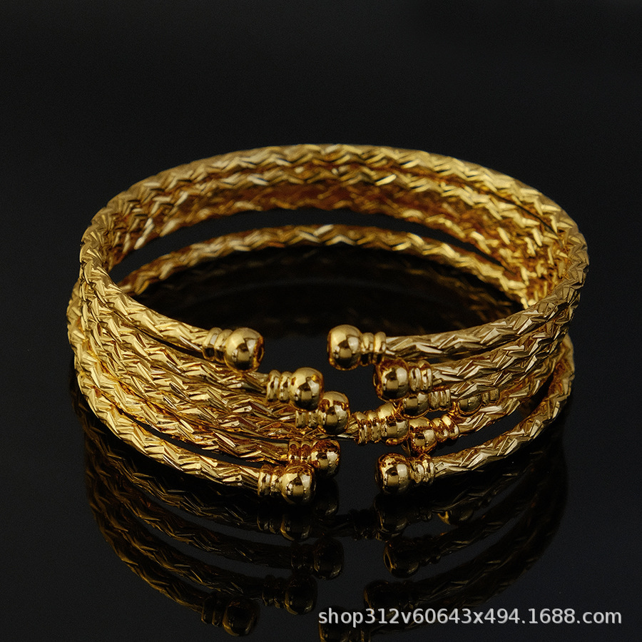 3MM gold-plated bracelet for women, African gold bead bracelet, gift for Ethiopian wedding brides pic 1