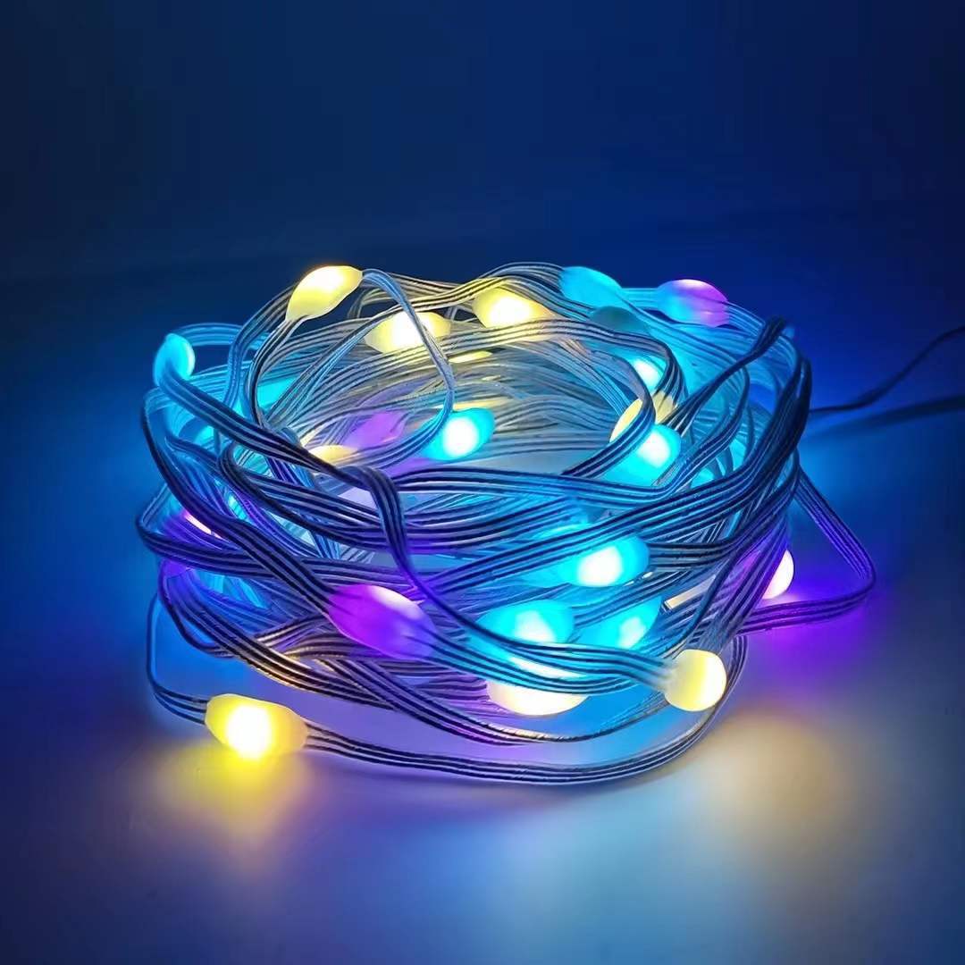 Iridescent leather thread light, curtain light, APP point control, Bluetooth, ball and bead light string, RGB horse running string light, Christmas light pic 6