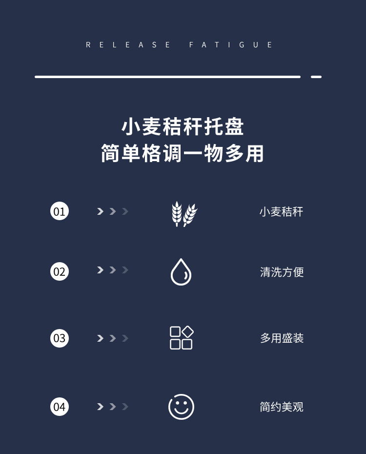 Wholesale cross-border InS-style Nordic wheat straw trays, household plastic living room fruit plates, rectangular trays pic 2