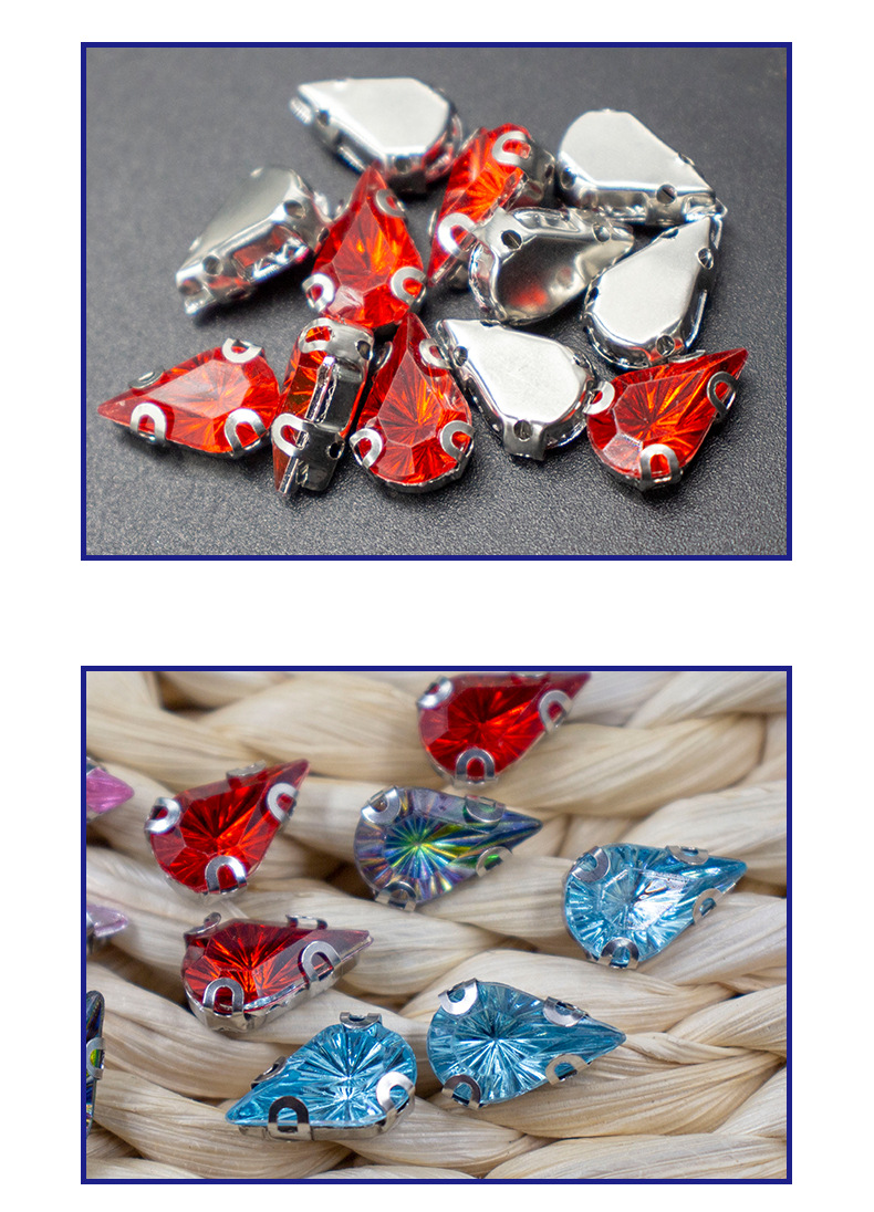 8*13mm马眼千禧彩色爪钻 白K银底亚克力钻 DIY服装辅料鞋子包配件详情5