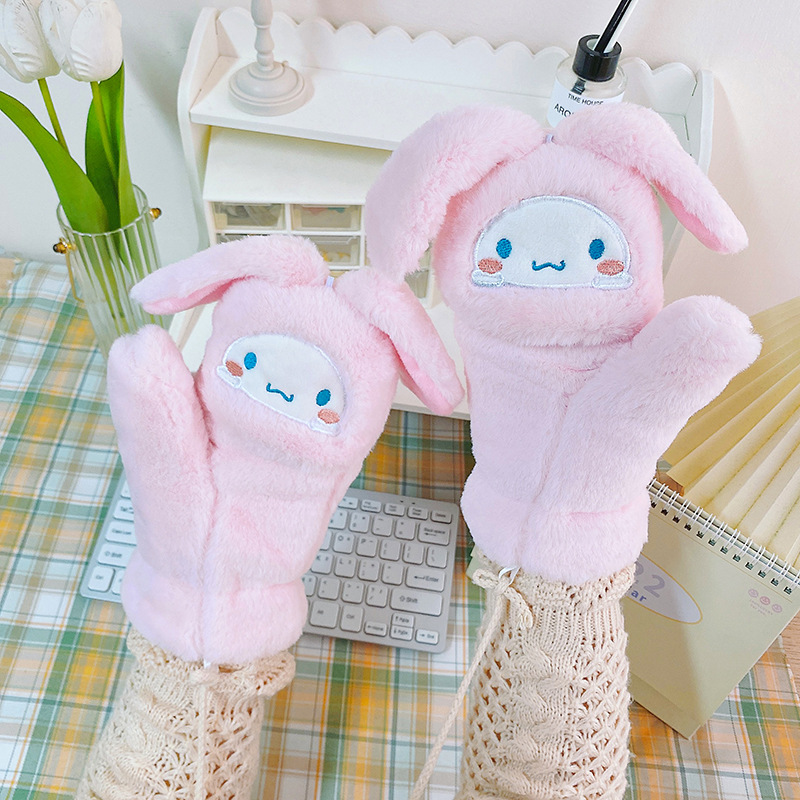 2022 Glove Girl Winter Laurel Dog Cute Korean version student cycling thickened windproof driving gloves for winter pic 6