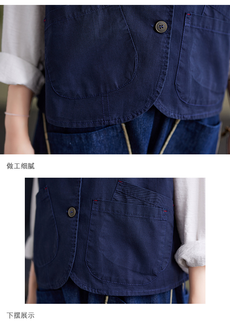 实拍2023年气质百搭小马甲女士春季新品单排扣宽松显瘦无袖马夹详情22