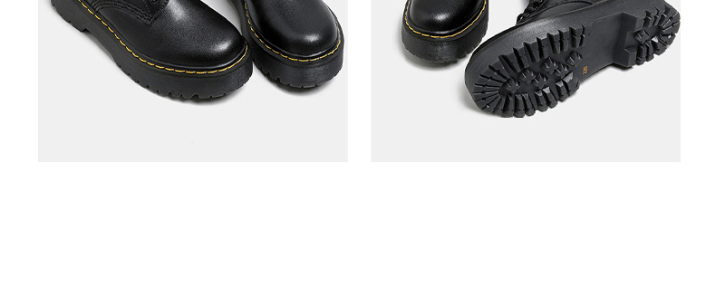 超元厚底马丁靴女短靴202冬季加绒加厚真皮3黑色靴子平底女式皮靴详情17