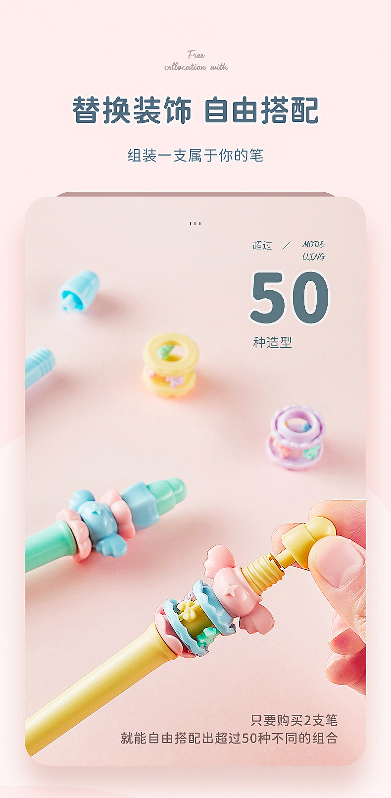 儿童减压转转笔盲盒中性笔创意旋转卡通可爱少女心造型学生解压笔详情6