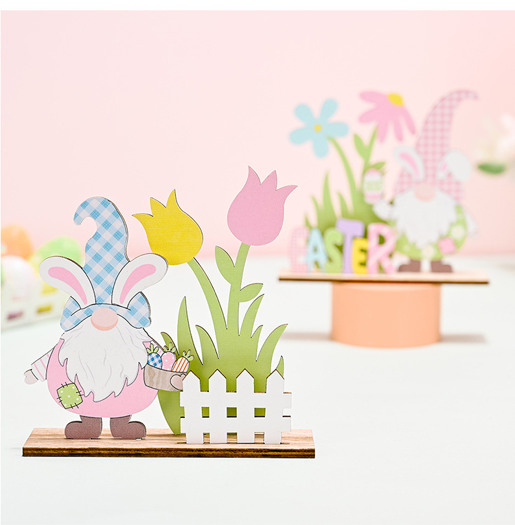 New cross-border Haobei Easter decorations, Easter wooden printed ornaments, Easter atmosphere setting pic 9