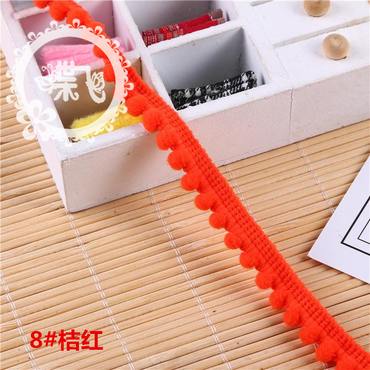 现货供应35色爆款密芽边毛毛虫织带DIY手工帽子服装辅料 毛球花边详情22