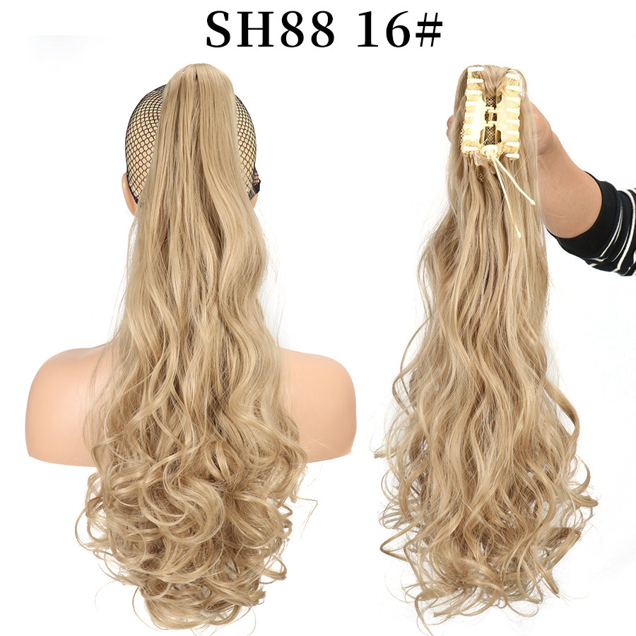 European and American style claw clip long curly hair, tiger mouth claw clip ponytail simulation wig, fluffy and natural ponytail pic 15