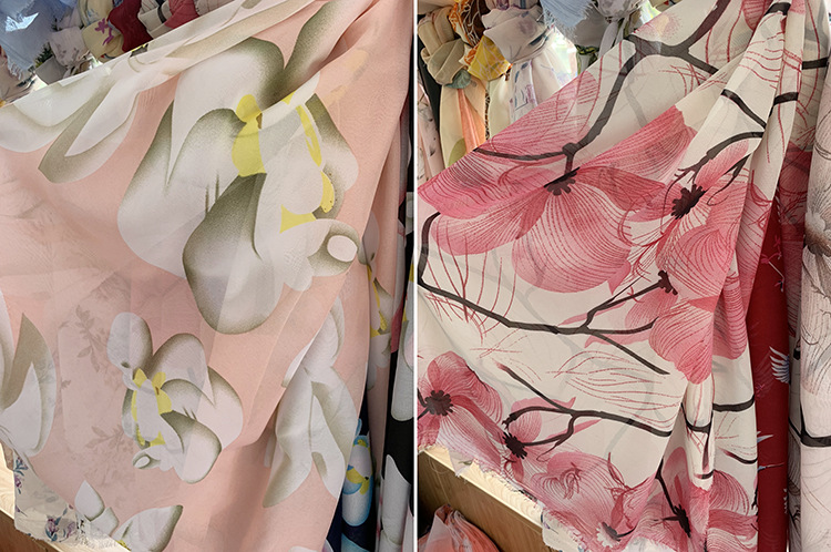 2020 new summer chiffon printed fabric white base printed polyester fabric small floral print dress mask fabric pic 37