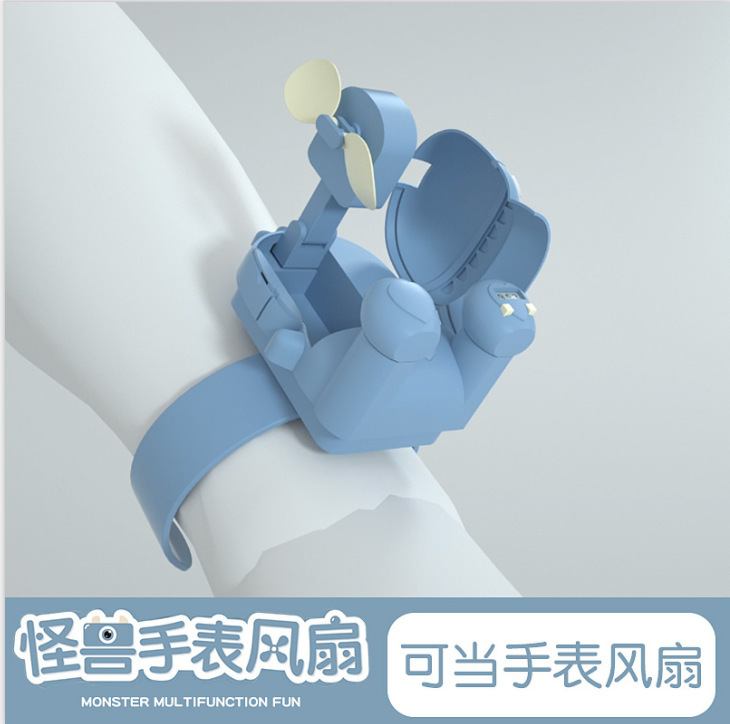新款 儿童卡通多功能充电折叠网红电风扇 怪兽手表风扇 批发玩具详情16