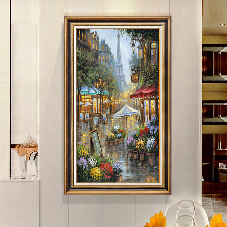 American-style entrance foyer hanging paintings, modern art, European-style vertical corridor and passageway decorative paintings, grand murals, large size pic 16