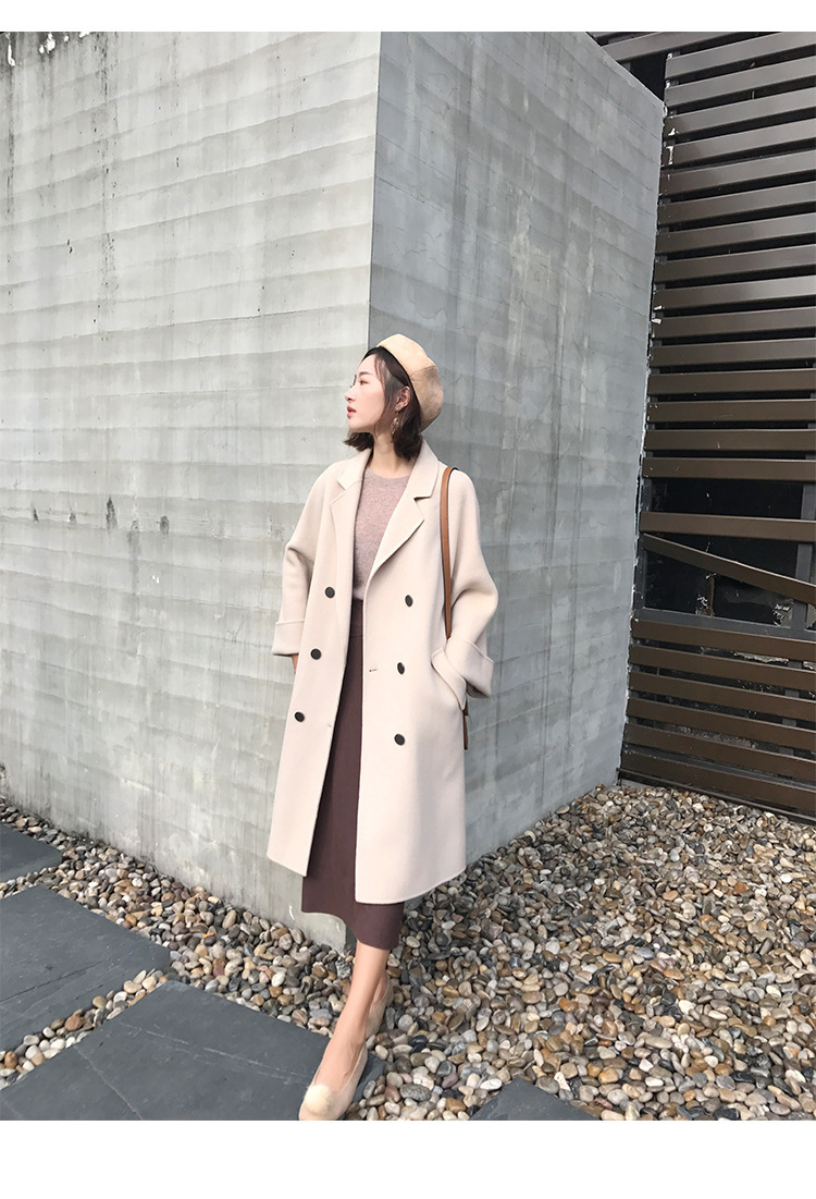 森系毛呢h型大衣女小个子中长款过膝初冬2022新款外套时尚秋冬款详情6