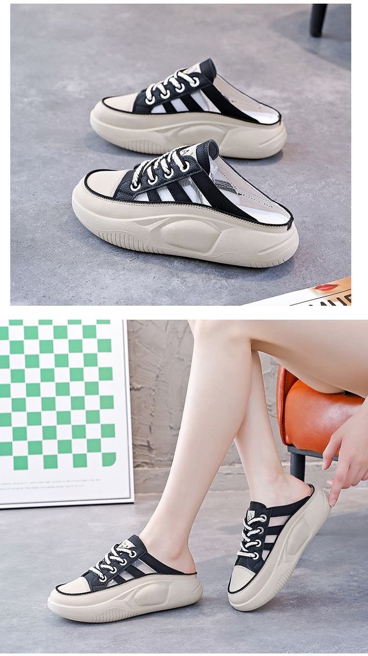 Q216新款网面半拖女2023夏季潮休闲透气厚底增高百搭拖鞋凉鞋女鞋详情17