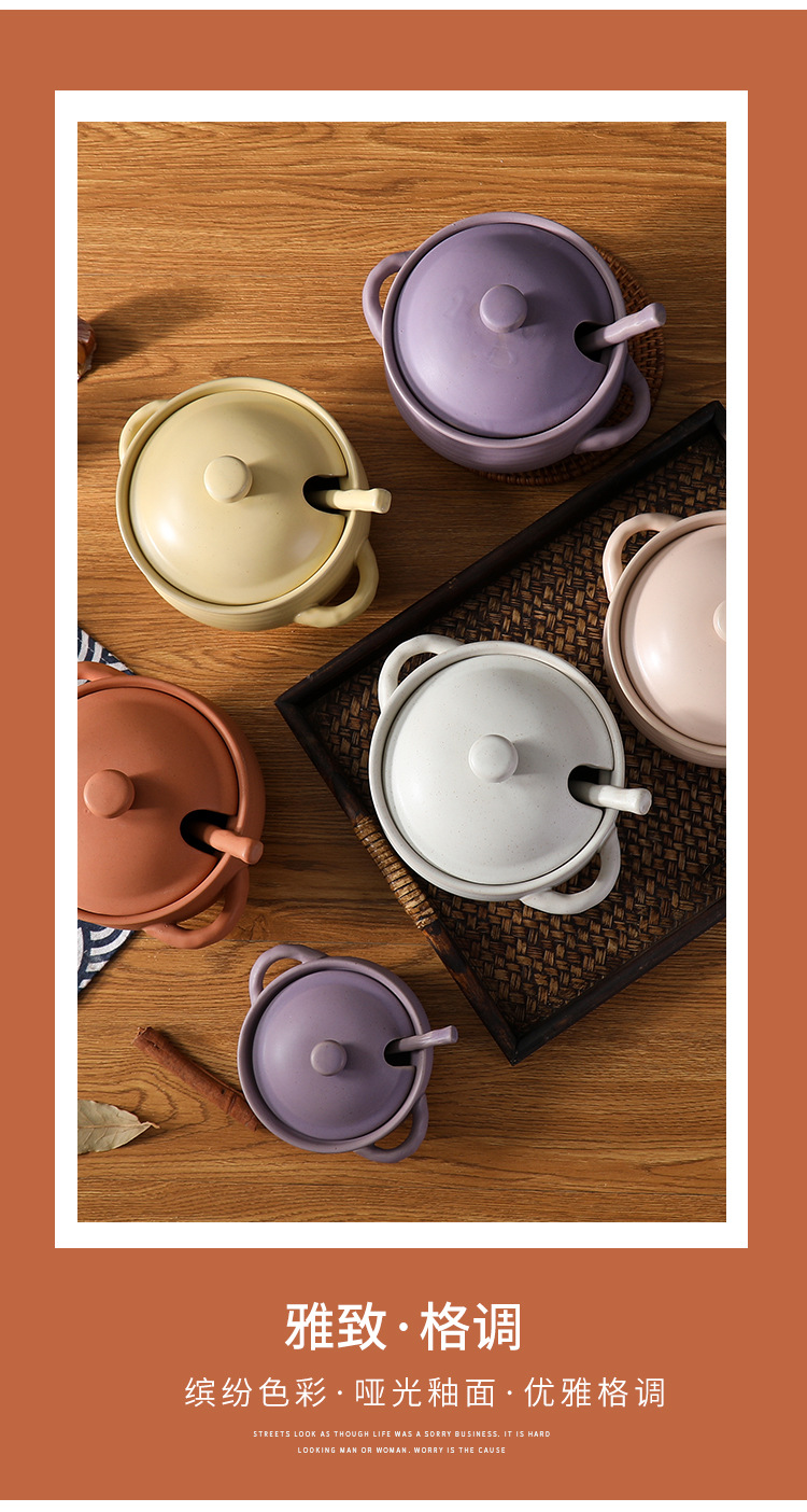 调料调味罐猪油罐陶瓷耐高温糖罐双耳带盖带勺日式复古芝麻点色釉详情11