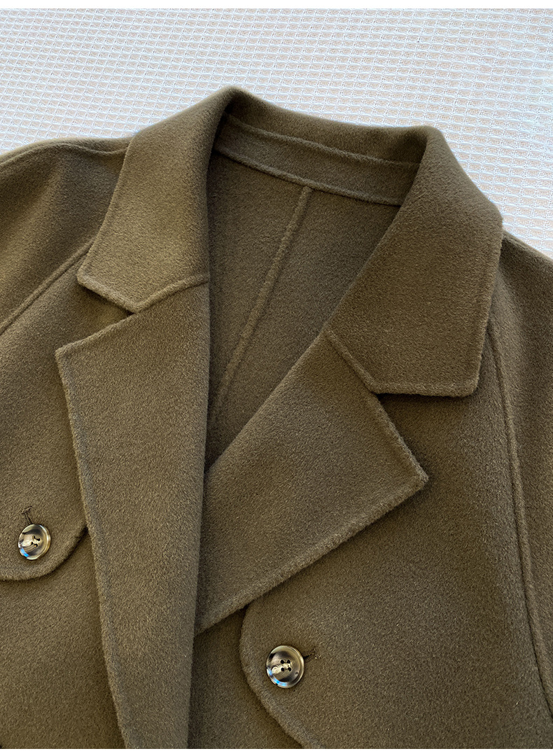 Q469 Dongdaemun Double-sided Cashmere Coat Korean version Autumn and Winter New Style Wool Tie suit collar woolen coat for women pic 74