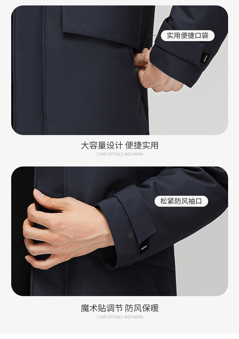 羽绒服男中长款90鹅绒潮牌外套2022冬新款商务加厚可拆内胆工装服详情8