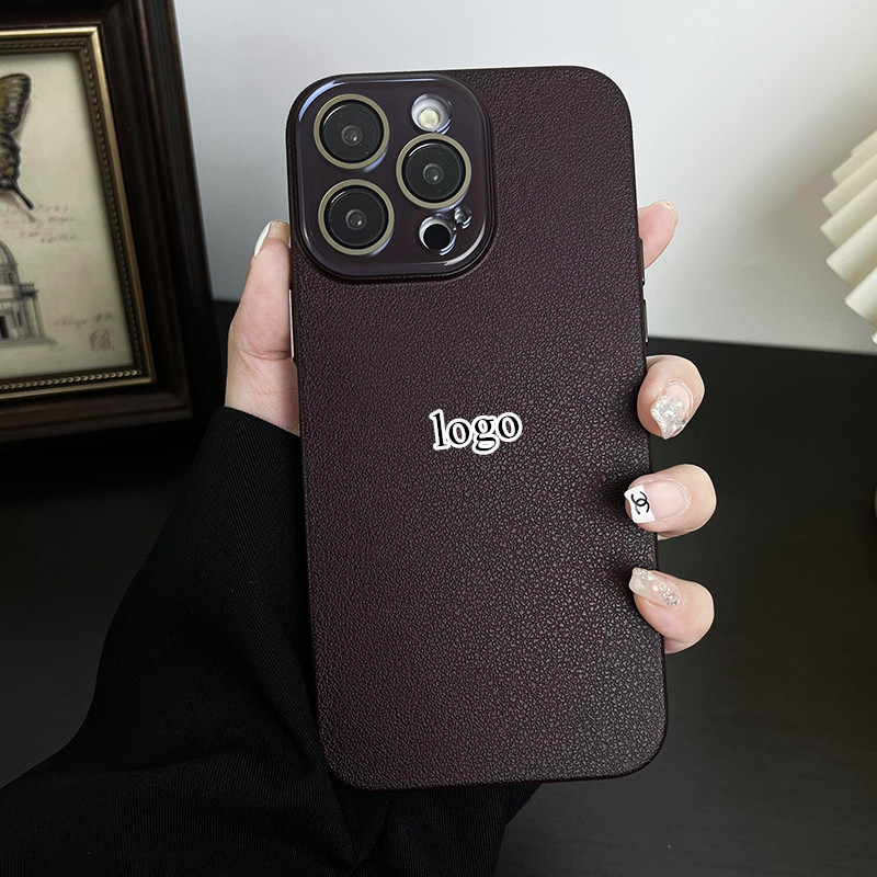 Crystal lens protection is suitable for Apple 15Promax phone case with lychee pattern, PC hard case, iPhone14 lens film scratch-resistant pic 30