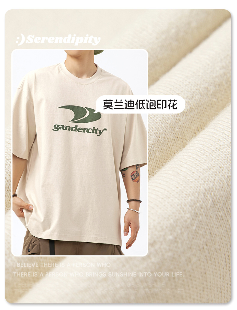 韩路男装 潮牌印花宽松短袖T恤男女夏季新款纯棉情侣美式复古体恤详情5