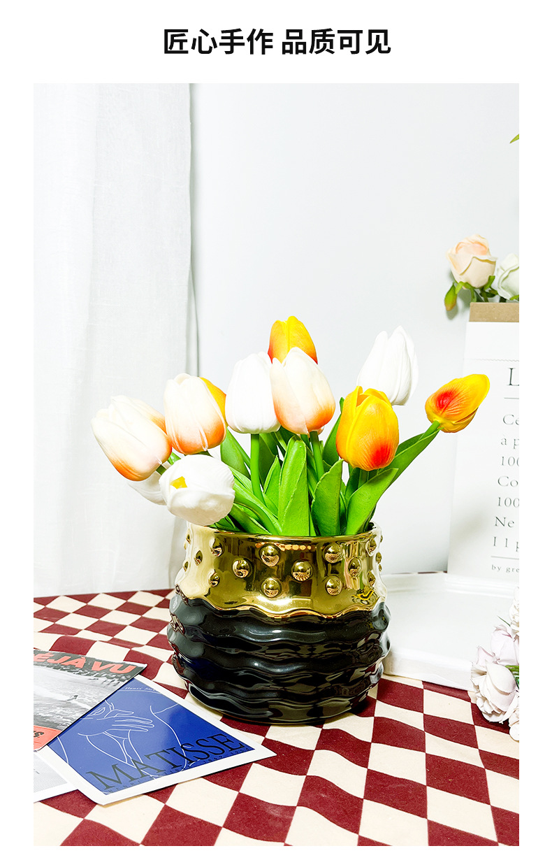 chinagoods large white ceramic flowerpot with a wide mouth, simple and personalized hotel and home tabletop, green plant dry vase, decorative item, flower arrangement pic 9